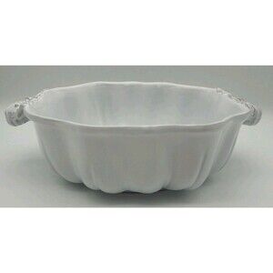 Sur La Table Bowl Embossed Pumpkin White Double Handled Serving 9"